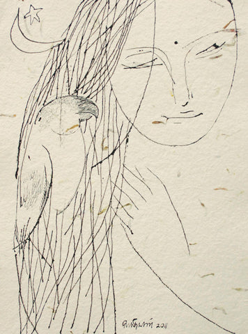 Beside of my dream 93|A. Vasudevan- Pen and Ink on Board, 2013, 14.5 x 10.5 inches