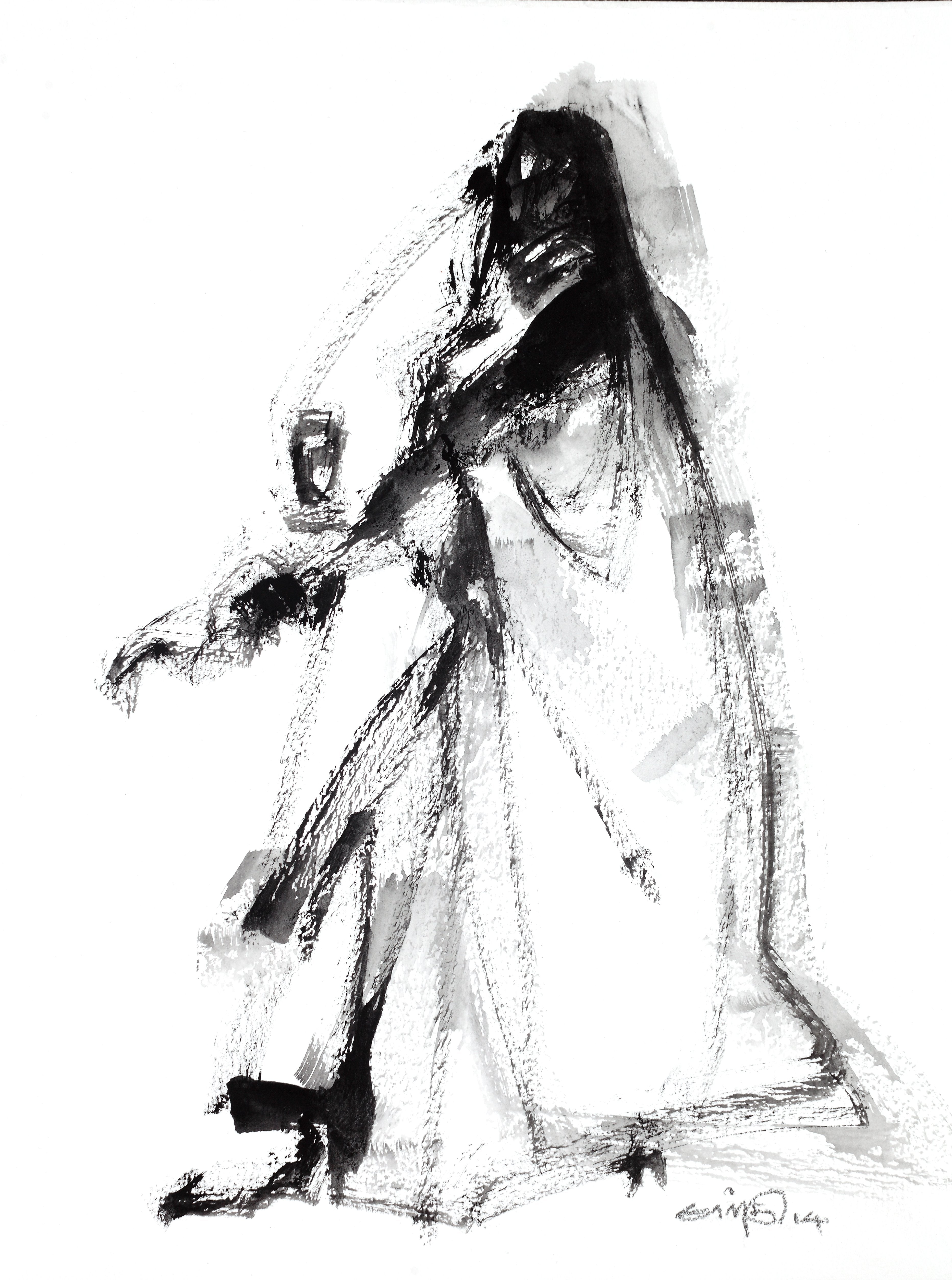 Performer 114|S. Mark Rathinaraj- Black Carbon on Board, ,  12 x 9 inches