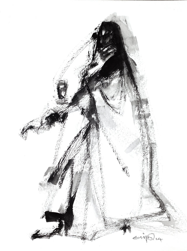 Performer 114|S. Mark Rathinaraj- Black Carbon on Board, ,  12 x 9 inches