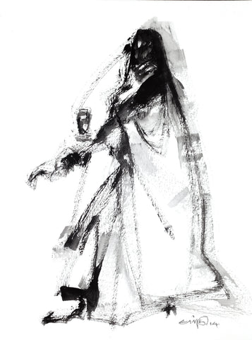 Performer 114|S. Mark Rathinaraj- Black Carbon on Board, ,  12 x 9 inches