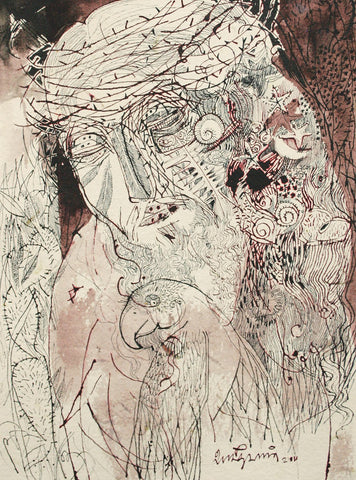 Beside of my dream 95|A. Vasudevan- Pen and Ink on Board, 2013, 14.5 x 10.5 inches