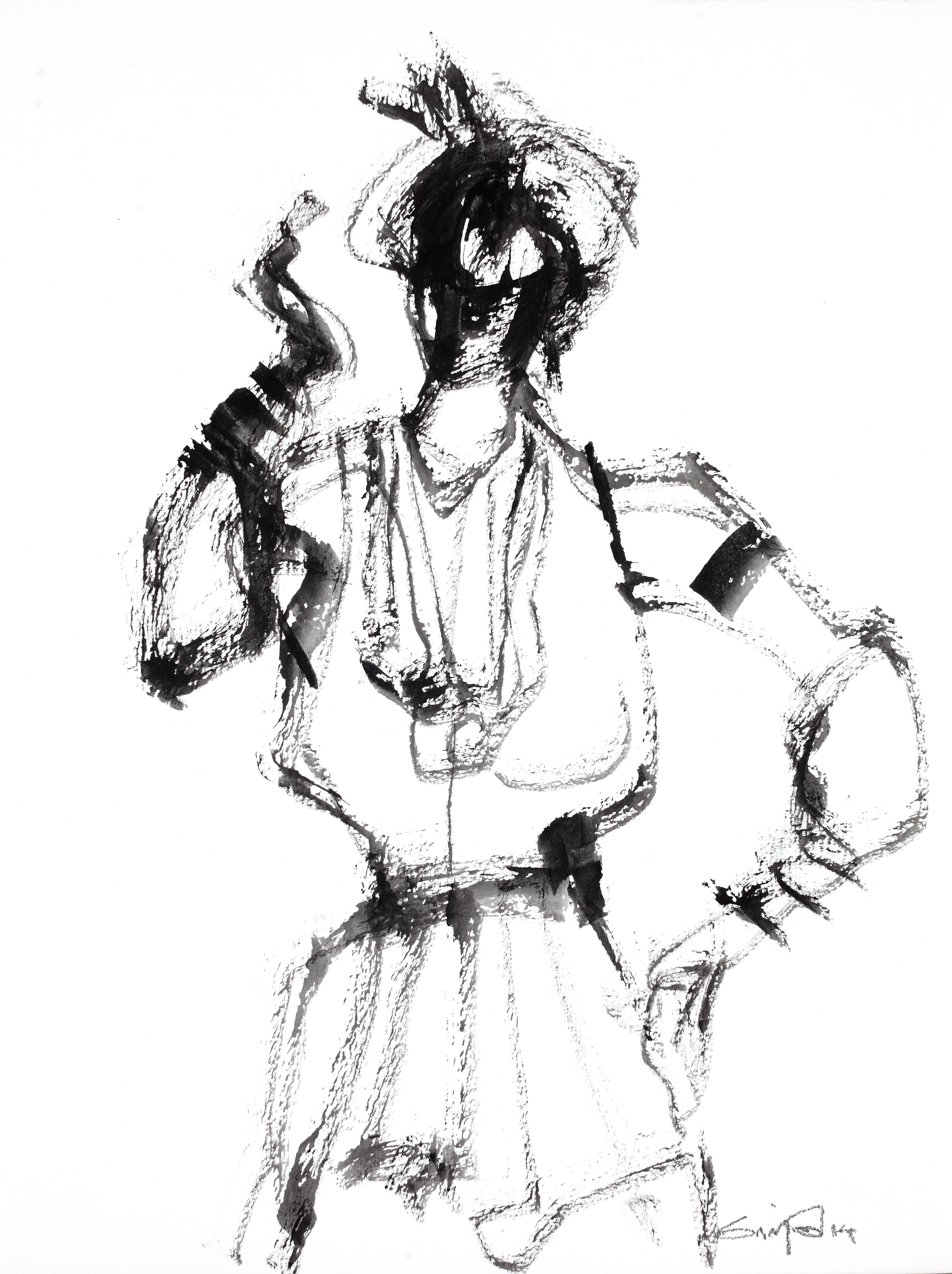 Performer 115|S. Mark Rathinaraj- Black Carbon on Board, ,  12 x 9 inches
