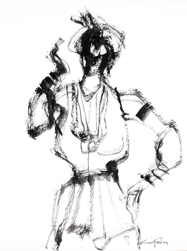 Performer 115|S. Mark Rathinaraj- Black Carbon on Board, , 12 x 9 inches