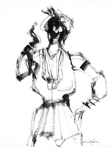 Performer 115|S. Mark Rathinaraj- Black Carbon on Board, ,  12 x 9 inches