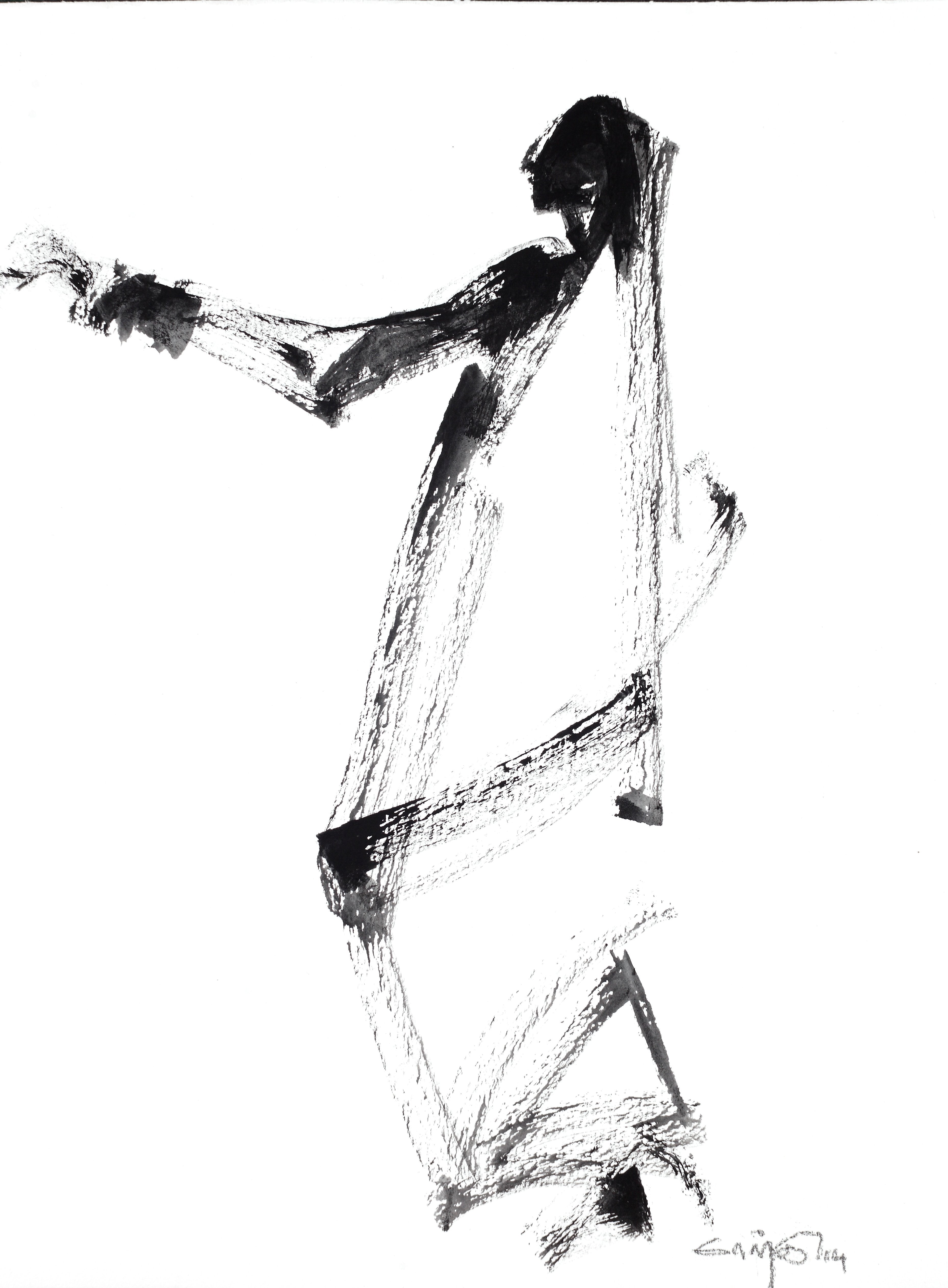 Performer 117|S. Mark Rathinaraj- Black Carbon on Board, ,  12 x 9 inches