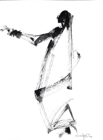 Performer 117|S. Mark Rathinaraj- Black Carbon on Board, ,  12 x 9 inches