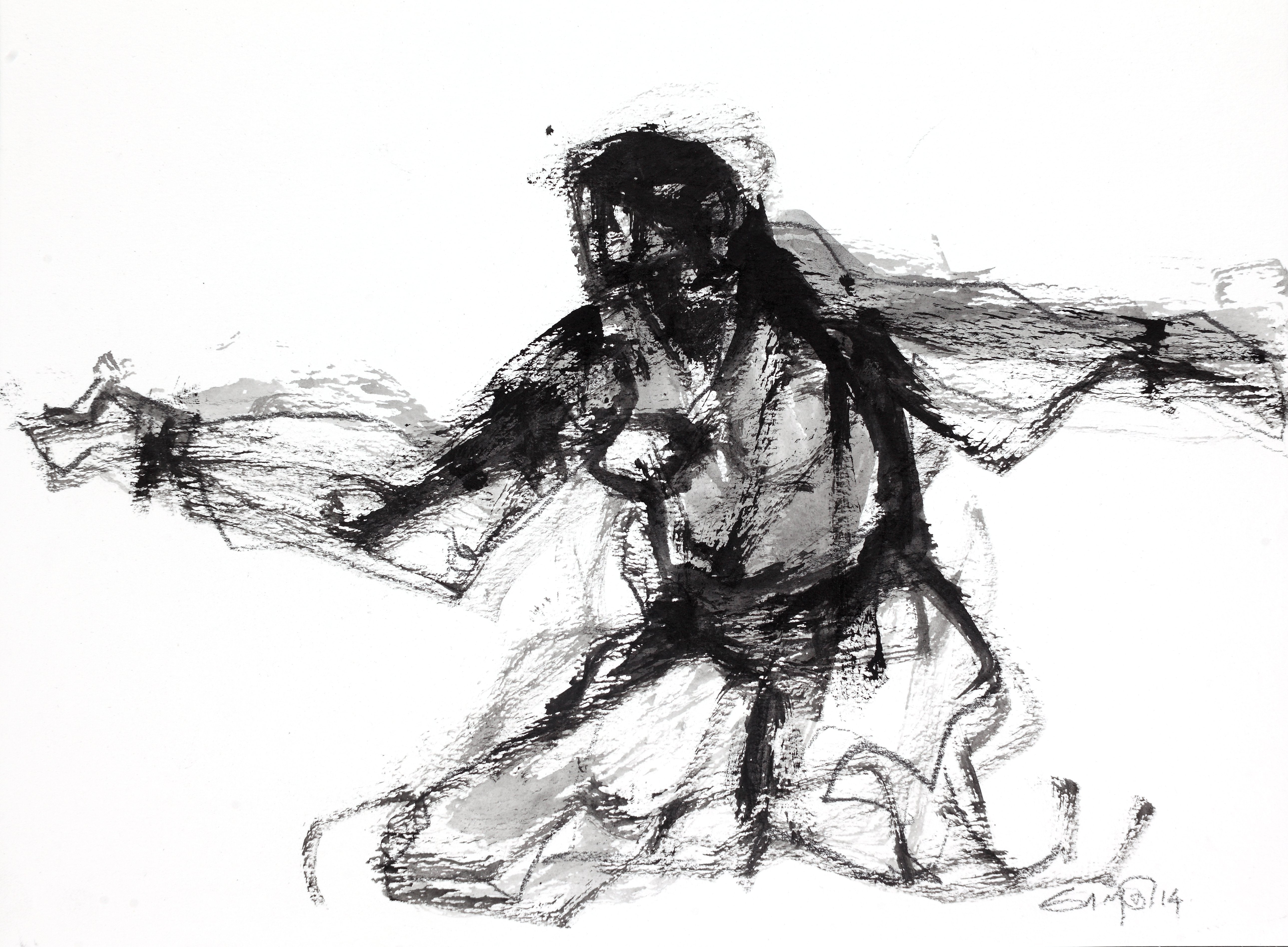 Performer 118|S. Mark Rathinaraj- Black Carbon on Board, , 9 x 12 inches