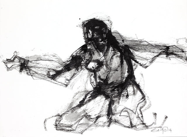 Performer 118|S. Mark Rathinaraj- Black Carbon on Board, , 9 x 12 inches