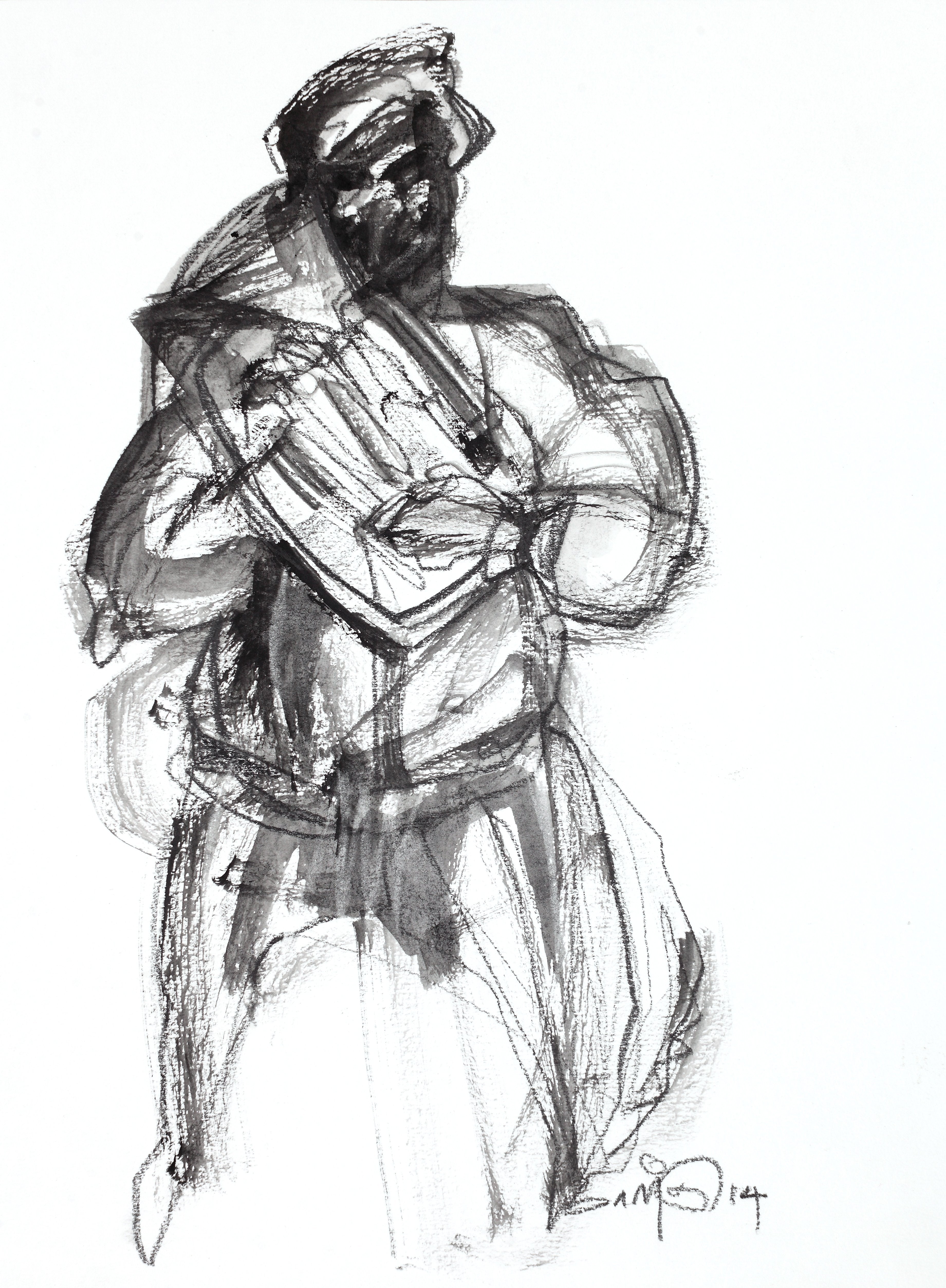 Performer 104|S. Mark Rathinaraj- Black Carbon on Board, ,  12 x 9 inches