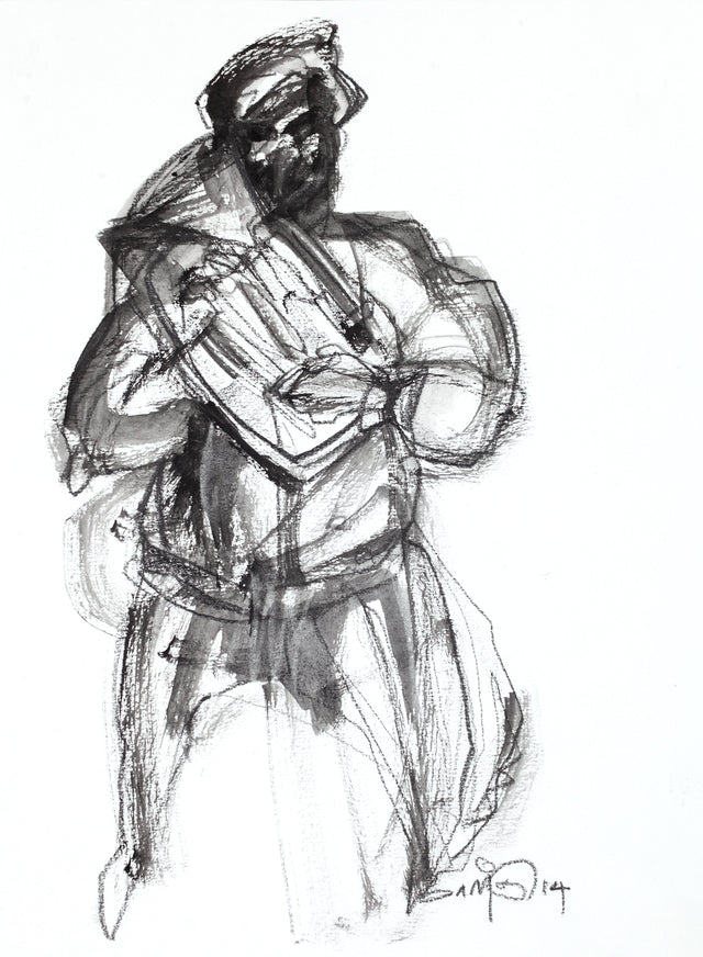 Performer 104|S. Mark Rathinaraj- Black Carbon on Board, , 12 x 9 inches