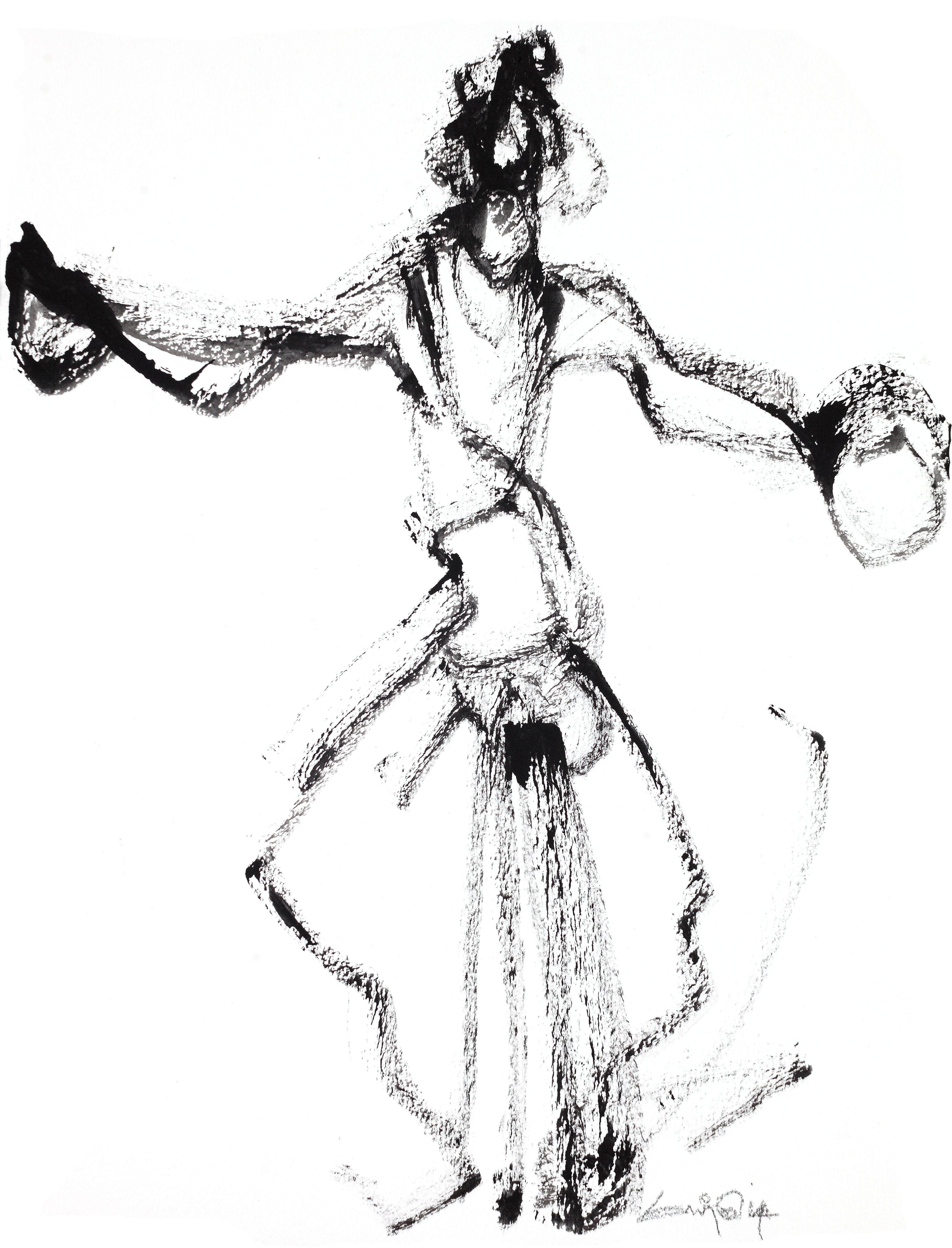 Performer 105|S. Mark Rathinaraj- Black Carbon on Board, ,  12 x 9 inches