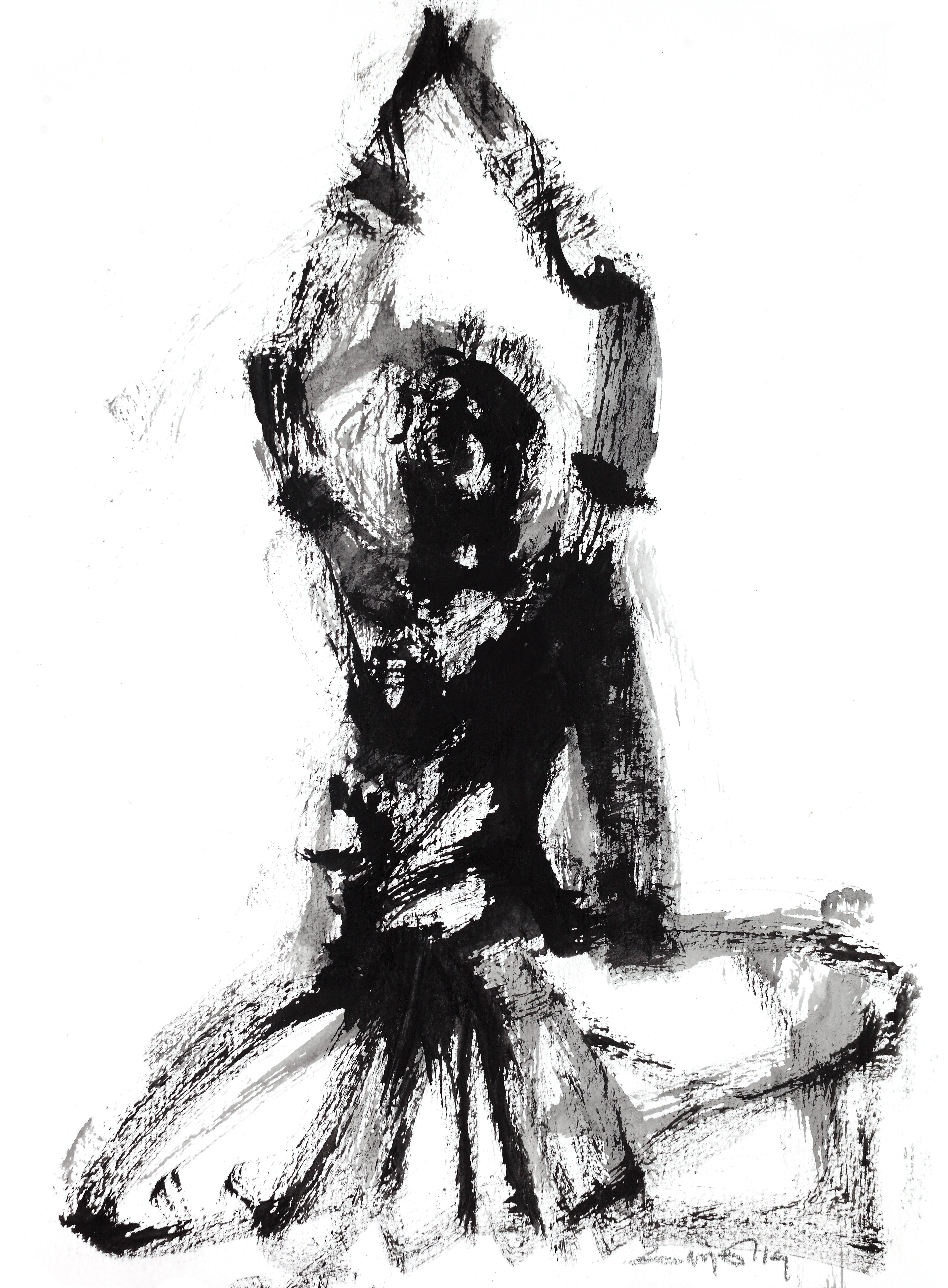Performer 108|S. Mark Rathinaraj- Black Carbon on Board, ,  12 x 9 inches