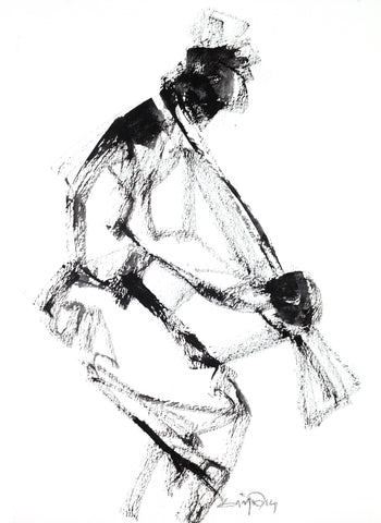 Performer 109|S. Mark Rathinaraj- Black Carbon on Board, ,  12 x 9 inches