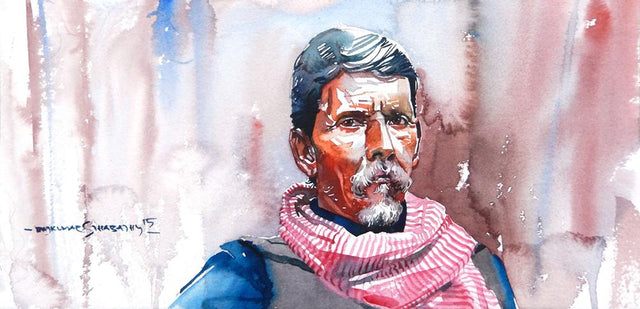Portrait Series 119|R. Rajkumar Sthabathy- Water Color on Paper, 2012, 7.5 x 15 inches