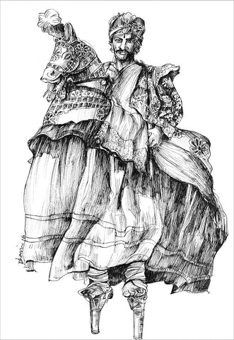 Folk Art 6 (Poikkaal Kuthirai)|Dhanraju Swaminathan- Pen Drawing on Cartridge Sheet, 2016, 11 x 8 inches