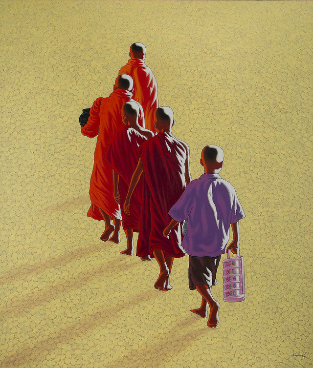 Towards Monastery 3|Min Wae Aung- Acrylic on Canvas, 2019, 60 x 51 inches