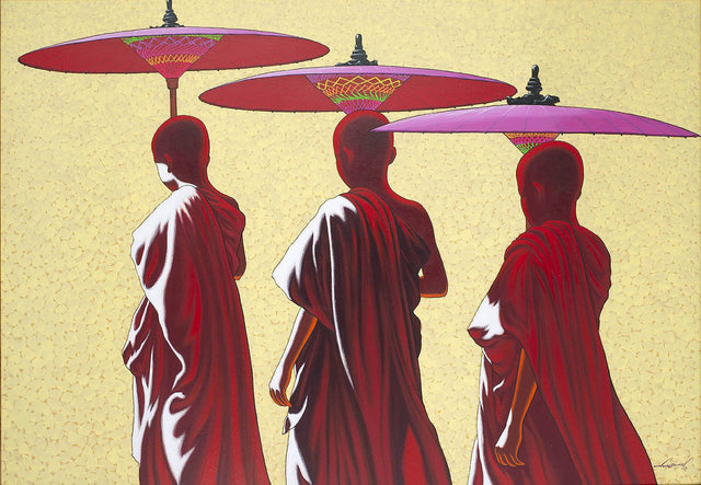 Towards Monastery 4|Min Wae Aung- Acrylic on Canvas, 2019, 37 x 51 inches