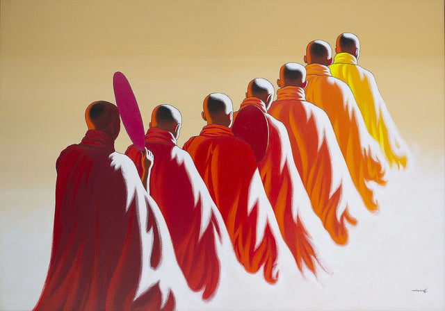 Towards Monastery 5|Min Wae Aung- Acrylic on Canvas, 2019, 37 x 51 inches