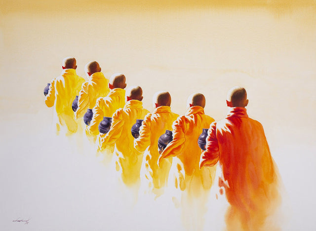 Towards Monastery 10|Min Wae Aung- Watercolor on Paper, 2017, 22 x 30 inches