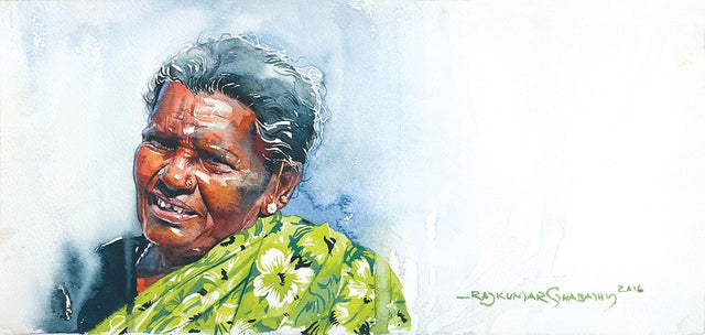 Portrait Series 105|R. Rajkumar Sthabathy- Water Color on Paper, 2016, 7.5 x 15 inches