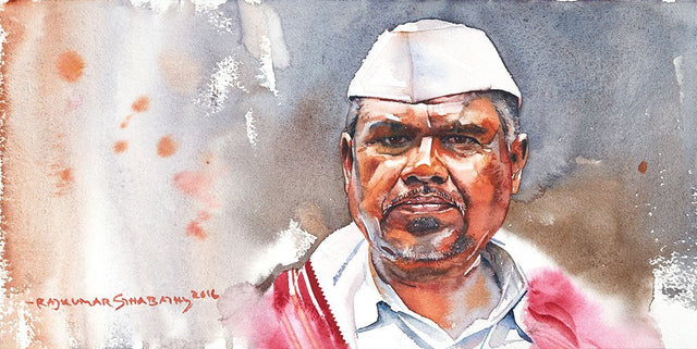 Portrait Series 110|R. Rajkumar Sthabathy- Water Color on Paper, 2016, 7.5 x 15 inches