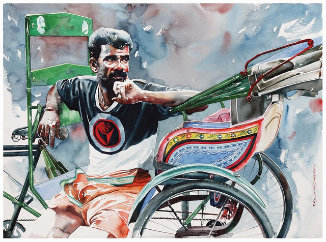 Rickshaw Series 45|R. Rajkumar Sthabathy- Water Color on Paper, 2013, 22 x 30 inches