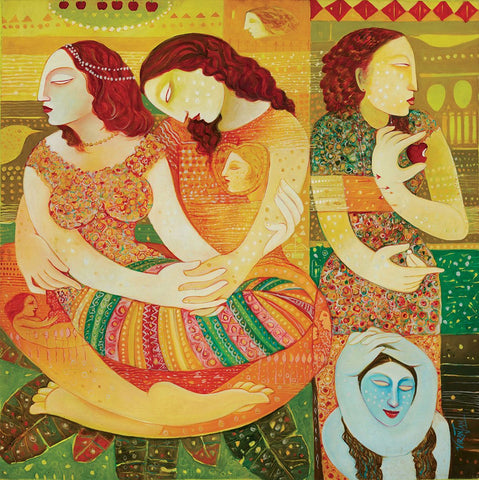 Pranay II|Ram Viranjan- Oil on Canvas, 2006, 36 x 36 inches