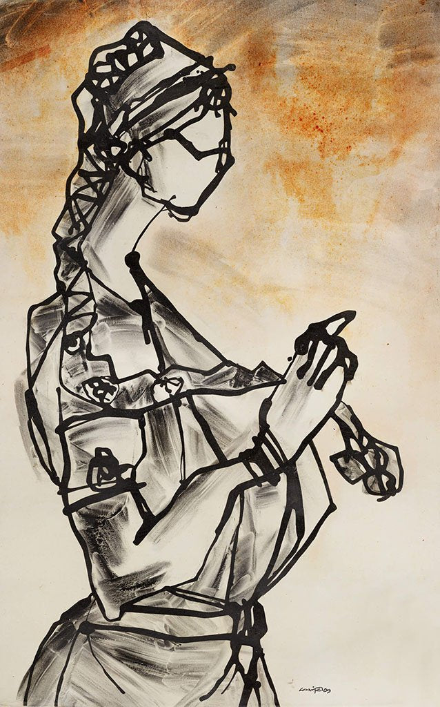 Performer 209|S. Mark Rathinaraj- Acrylic on Canvas, , 48 x 30 inches