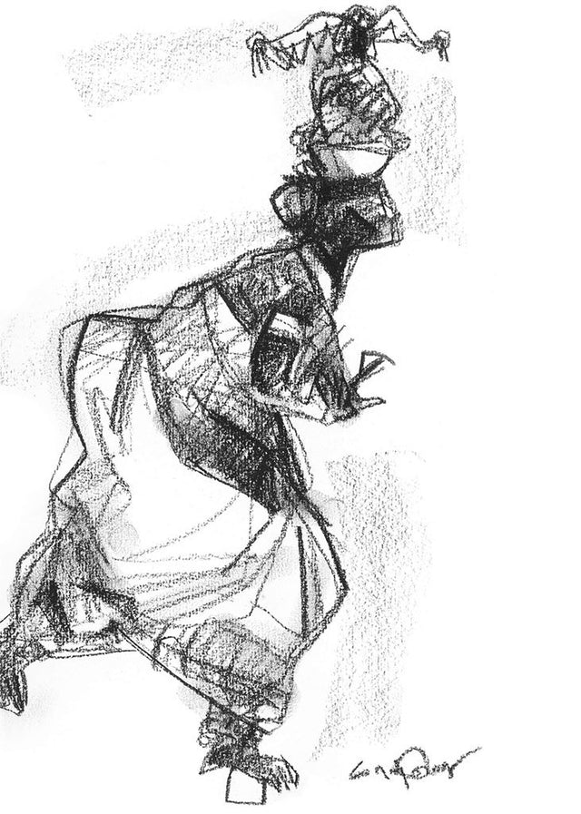Performer 120|S. Mark Rathinaraj- Charcoal on Board, , 11.5 x 8 inches