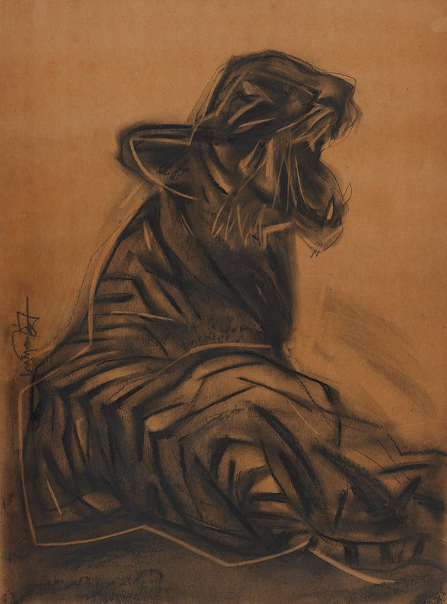 Tiger|S. Mark Rathinaraj- Charcoal on Board, , 25 x 19 inches