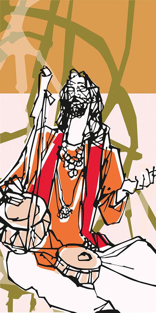 Performer 185|S. Mark Rathinaraj- Acrylic on Canvas, , 60 x 30 inches