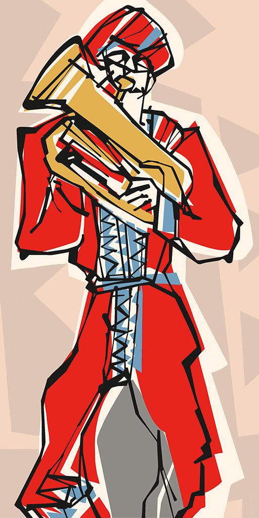 Performer 190|S. Mark Rathinaraj- Acrylic on Canvas, , 60 x 30 inches