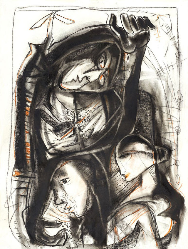Untitled 41|Tapati Sarkar- Charcoal on Board, 2012, 28 x 22 inches