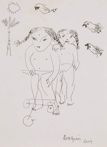 Beside of my Dream 105|A. Vasudevan- Pen and ink on board, 2013, 8.5 x 6 inches