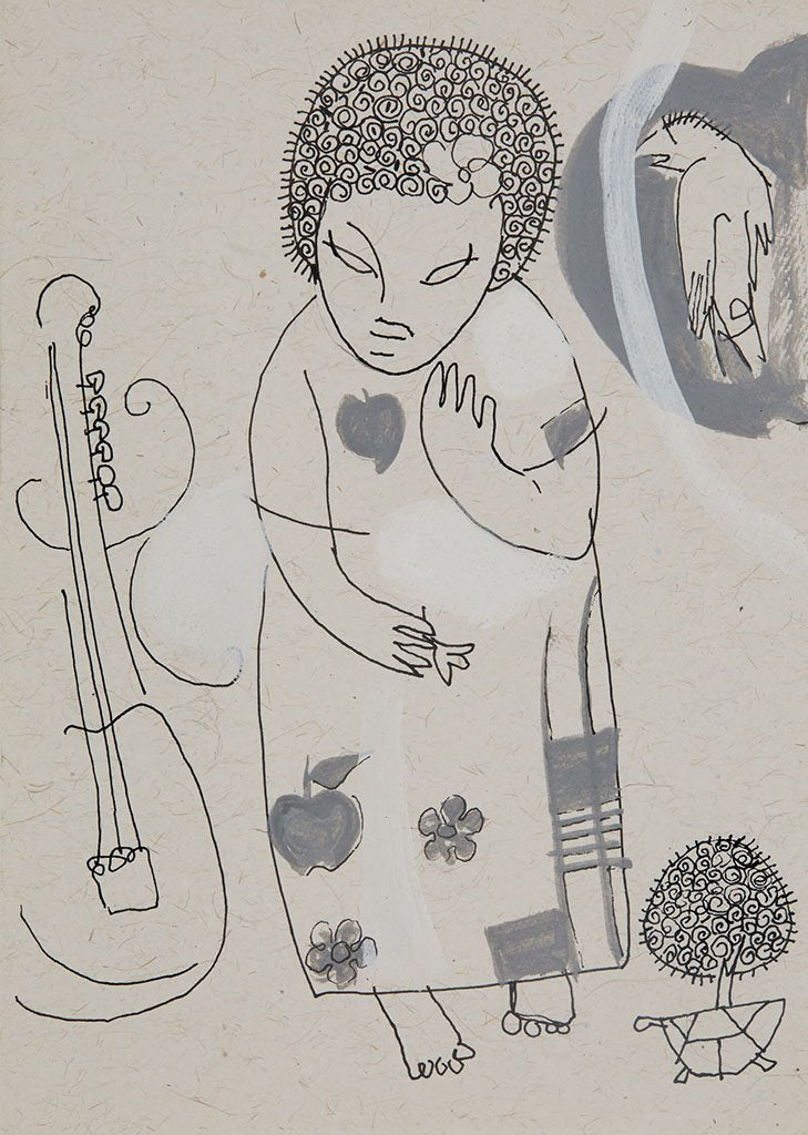 Beside of my Dream 106|A. Vasudevan- Pen and ink on board, 2013, 7 x 5 inches