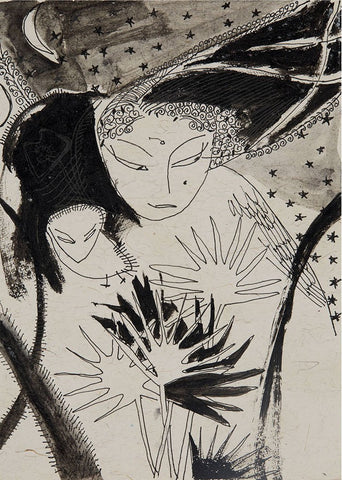 Beside of my Dream 110|A. Vasudevan- Pen and ink on board, 2013, 7 x 5 inches