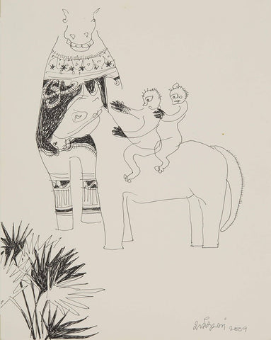 Beside of my Dream 116|A. Vasudevan- Pen and ink on board, 2013, 9 x 7 inches