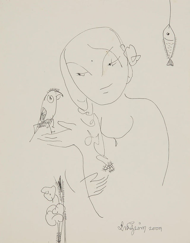 Beside of my Dream 117|A. Vasudevan- Pen and ink on board, 2013, 9 x 7 inches