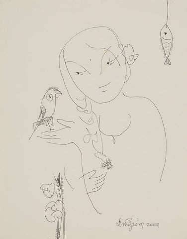 Beside of my Dream 117|A. Vasudevan- Pen and ink on board, 2013, 9 x 7 inches