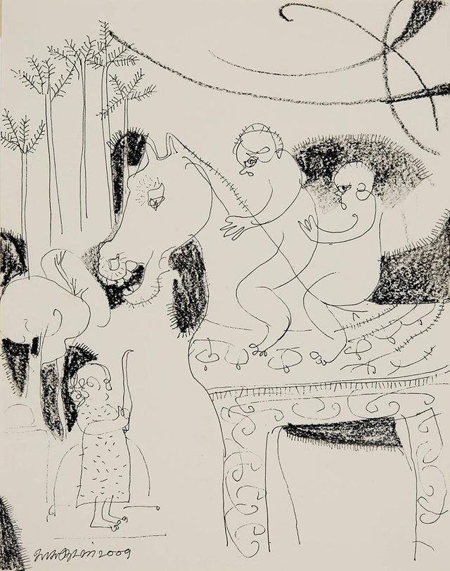 Beside of my Dream 122|A. Vasudevan- Pen and ink on board, 2013, 9 x 7 inches