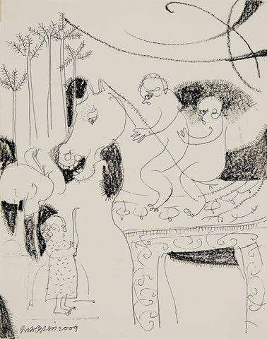 Beside of my Dream 122|A. Vasudevan- Pen and ink on board, 2013, 9 x 7 inches