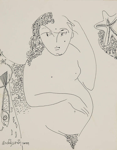 Beside of my Dream 123|A. Vasudevan- Pen and ink on board, 2013, 9 x 7 inches