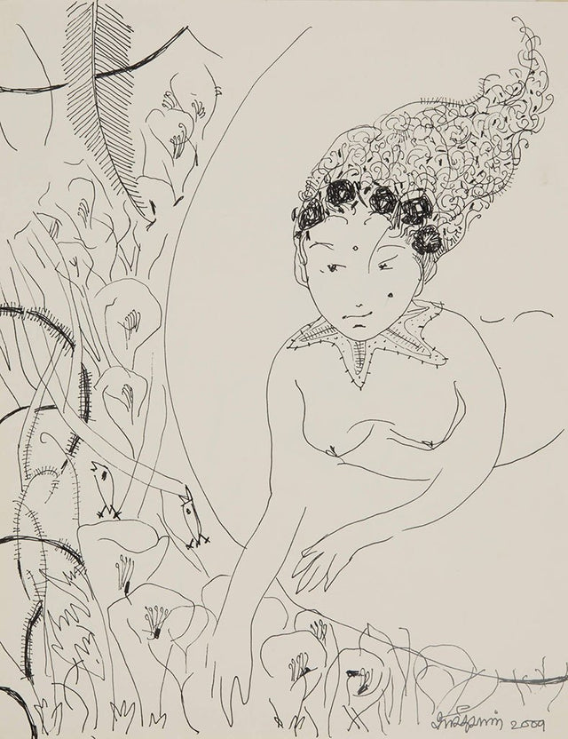 Beside of my Dream 124|A. Vasudevan- Pen and ink on board, 2013, 9 x 7 inches