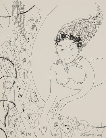 Beside of my Dream 124|A. Vasudevan- Pen and ink on board, 2013, 9 x 7 inches