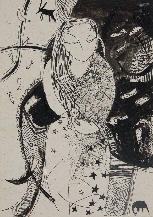 Beside of my Dream 127|A. Vasudevan- Pen and ink on board, 2013, 7 x 5 inches