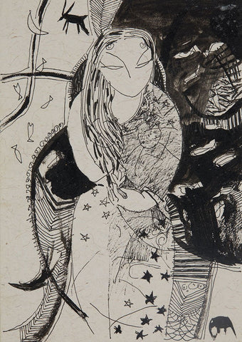 Beside of my Dream 127|A. Vasudevan- Pen and ink on board, 2013, 7 x 5 inches