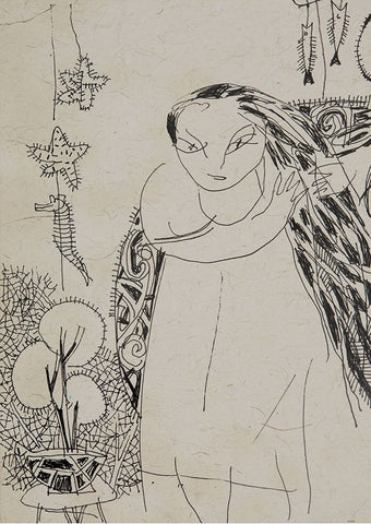Beside of my Dream 128|A. Vasudevan- Pen and ink on board, 2013, 7 x 5 inches