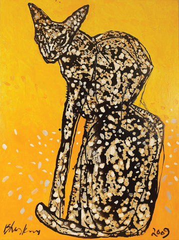 Cat|R.B. Bhaskaran- Mixed Media on Canvas, 2009, 49 x 36 inches