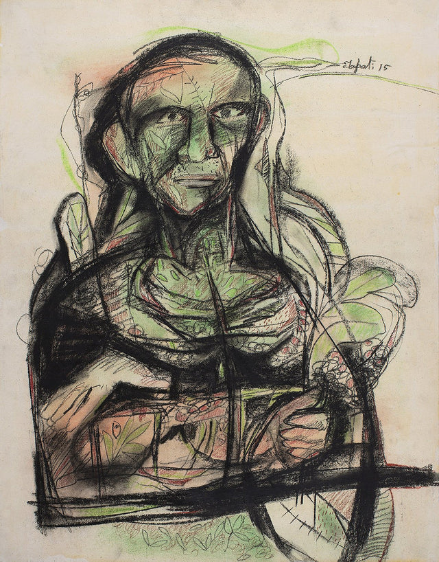 Untitled 48|Tapati Sarkar- Charcoal on Board, 2015, 28 x 22 inches