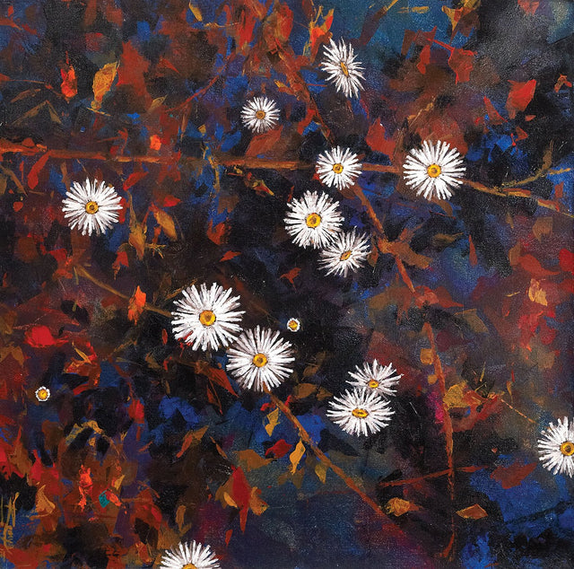 Midnight blooms|Remya Kumar- Acrylic on Canvas, 2013, 24 x 24 inches